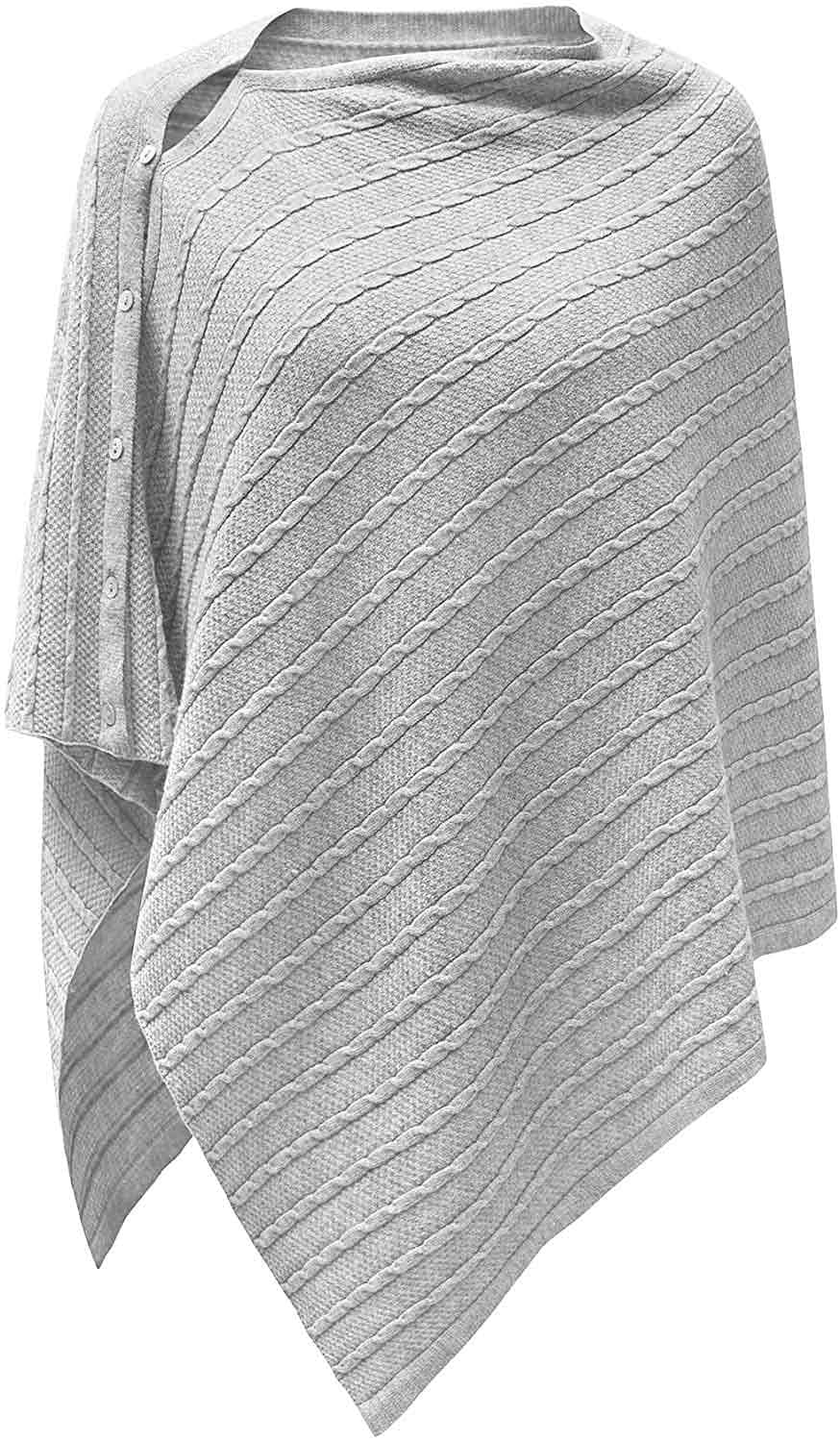 PULI Women's Versatile Knitted Shawls Scarf Poncho Sweater with Buttons Lightweight Spring Summer Fall Wraps