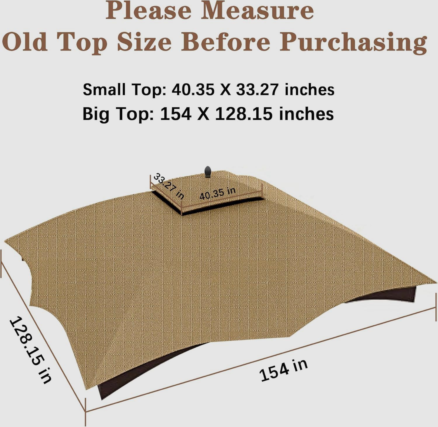 SCOCANOPY Replacement Top Compatible with The Lowe's Gazebo Model #GF-12S004B-1 / GF-12S004BTO (Grey Ripstop)