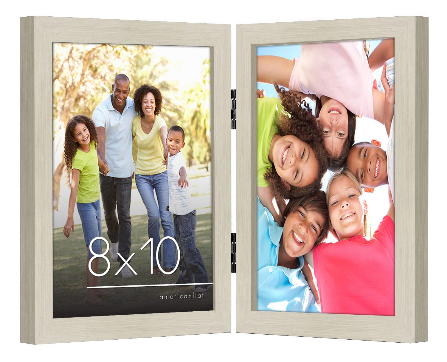 Americanflat Hinged 4x6 Picture Frame with Shatter-Resistant Glass - Double Picture Frames with Engineered Wood - Signature Collection - Photo Frame for Tabletop Display - Black