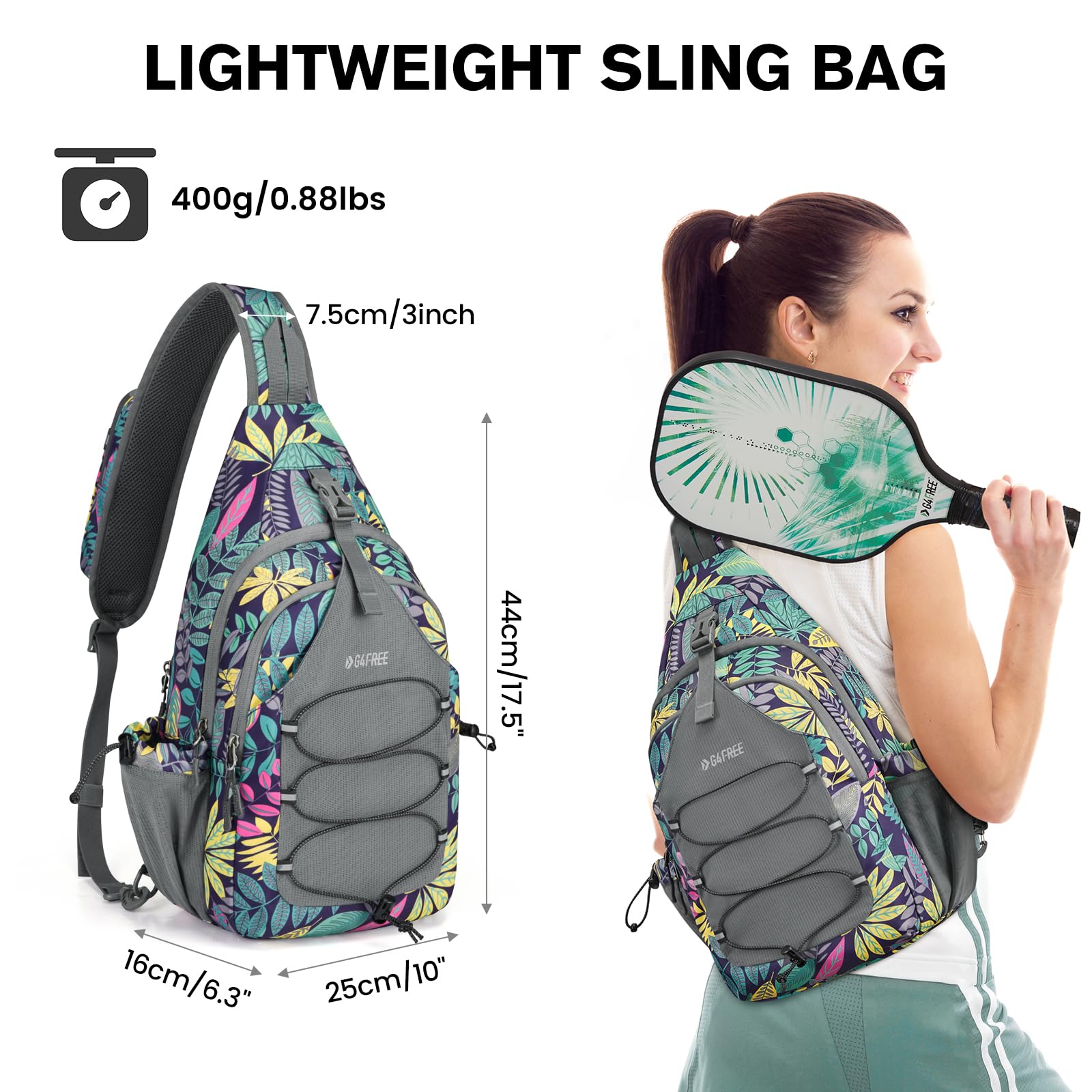 G4Free Pickleball Bag, Crossbody Sling Bag for Men Women, Pickleball Backpack, Pickle Ball Paddle Bag Gifts for Sports