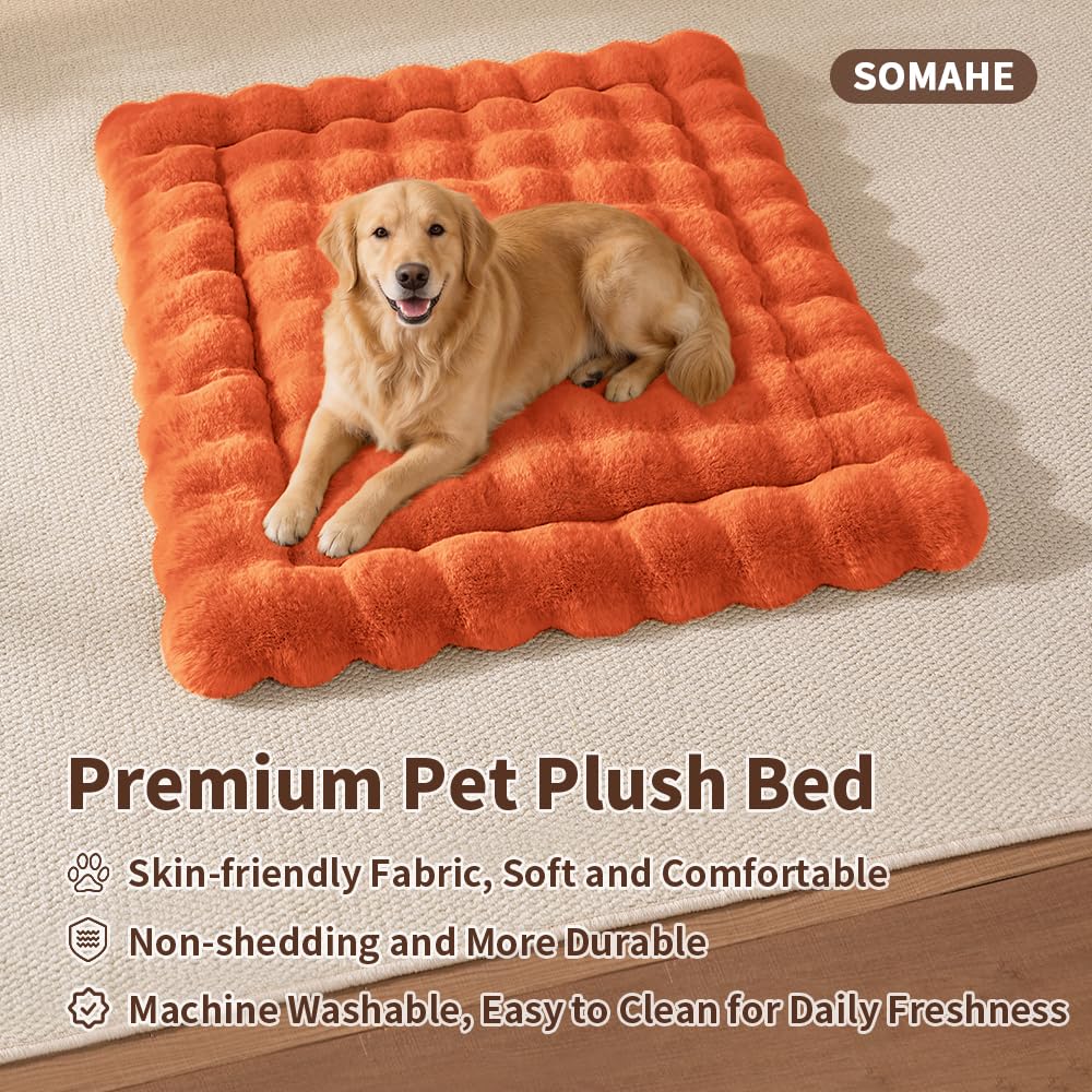 SOMAHE Cat Bed Mat, Soft Plush Faux Fur Kneading Pet Bed, Machine Washable Cat Sleeping Pad for Indoor Cats & Kittens, Non-Slip Fluffy Cat Rug for Couch Sofa Floor, 23x15 Inch Grey