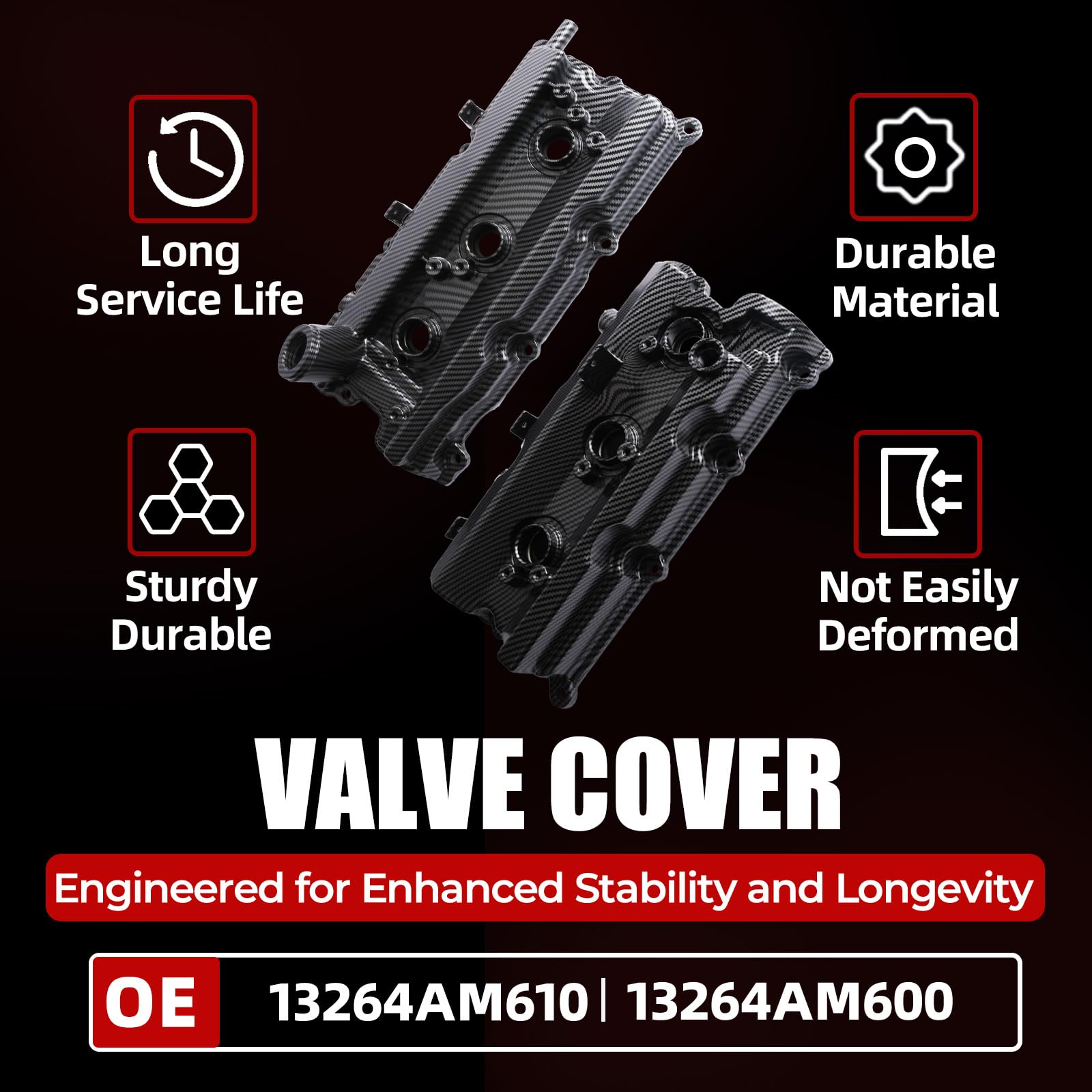 MITZONE Engine Valve Cover Set with Bolts & Oil Cap & Gaskets & Spark Plug Tube Seals & P CV Cover Compatible with 2003-2008 Nissan 350Z Infiniti FX35 G35 M35 VQ35DE 3.5L Part# 13264AM600 13264AM610