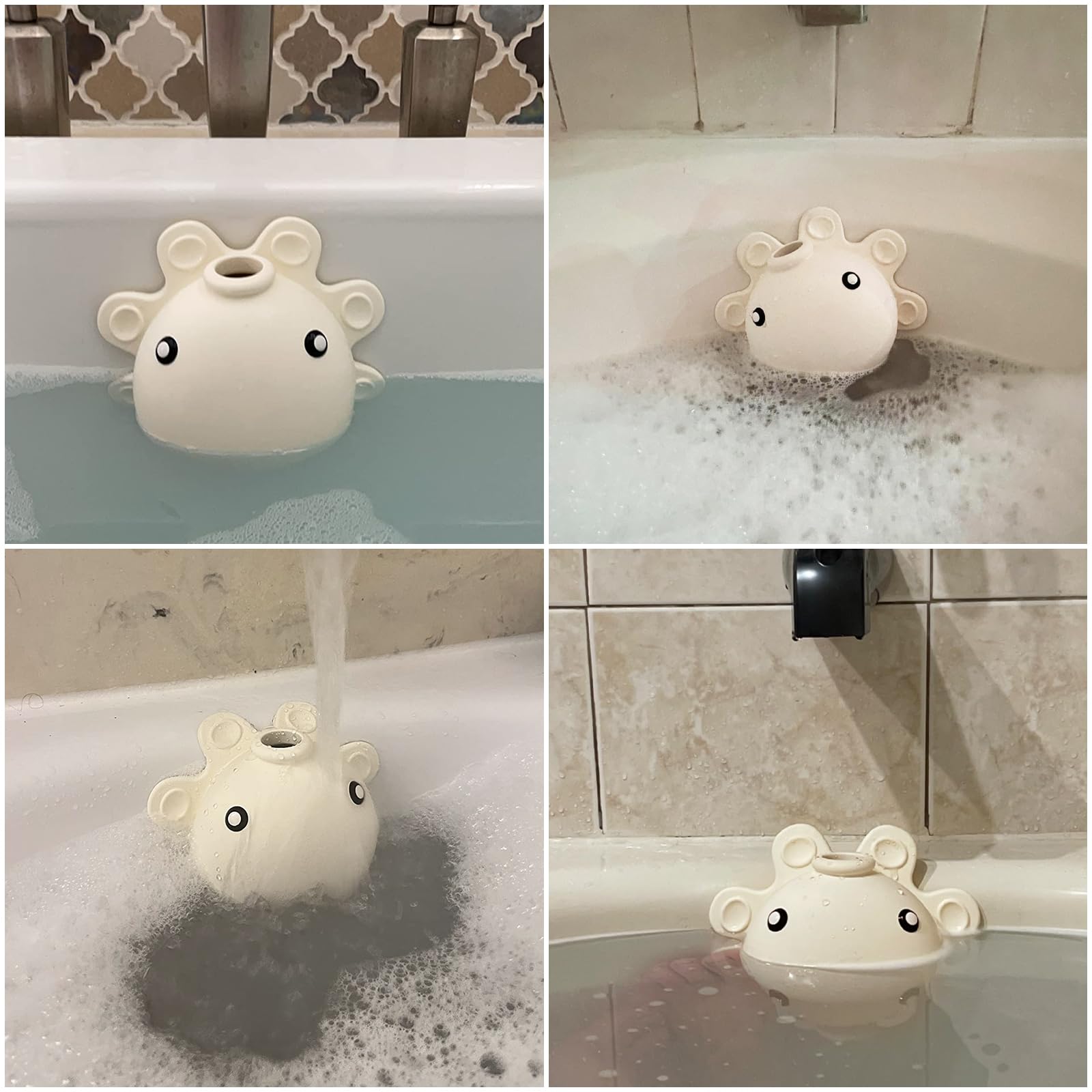 Bathroom Bathtub Overflow Drain Cover- Silicone Bath Tub Drain Cover, Tub Overflow Drain Stopper with Suction Cups, Adds Inches of Water for Deeper Bath, Cute Bathroom Accessories, Baby Blue