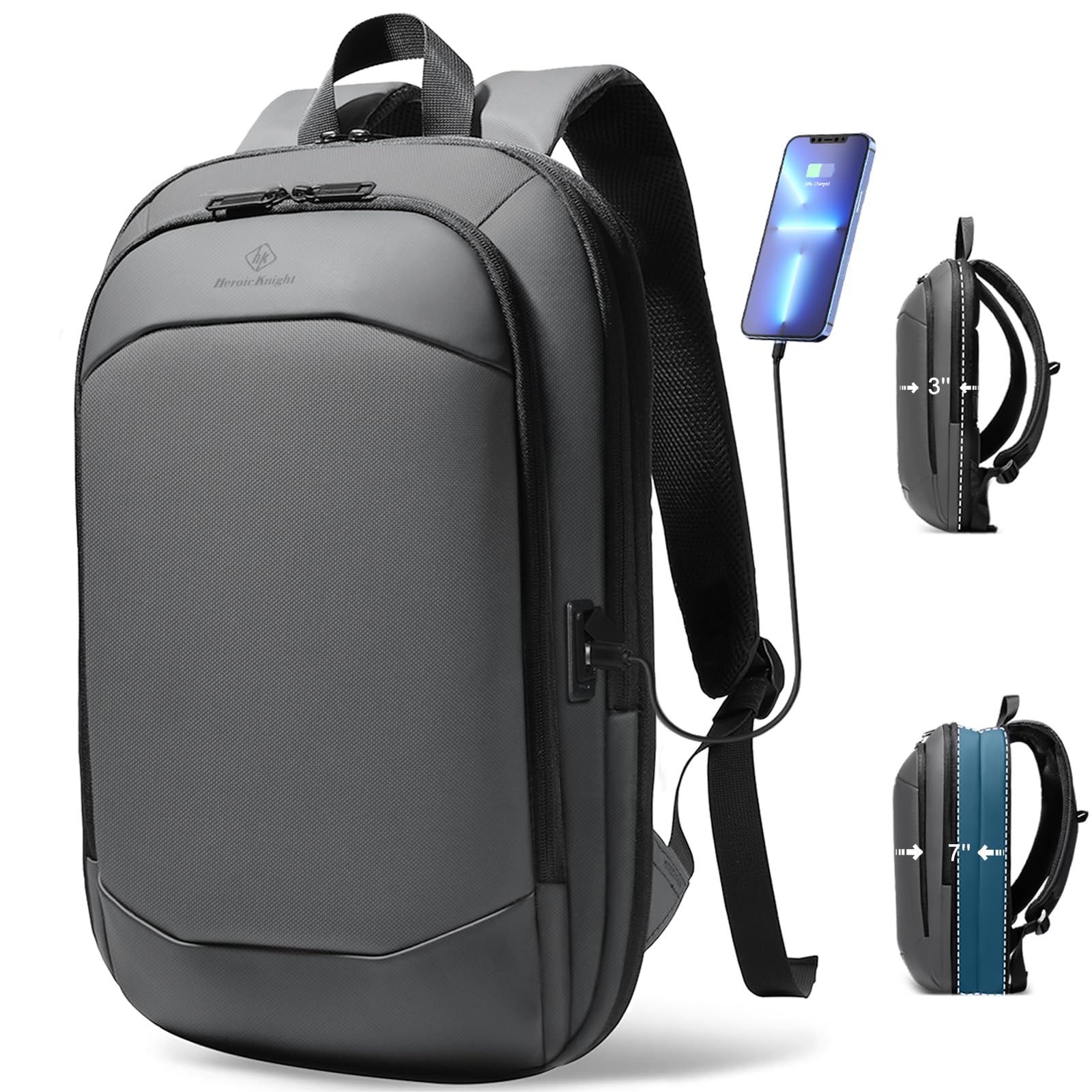 hk Business Backpack for Men 15.6 Inch,Slim & Expandable Waterproof Travel Laptop Backpack, Anti-Theft Lightweight Work Computer Bag, College Laptop Backpacks Gifts for Men Women-Black