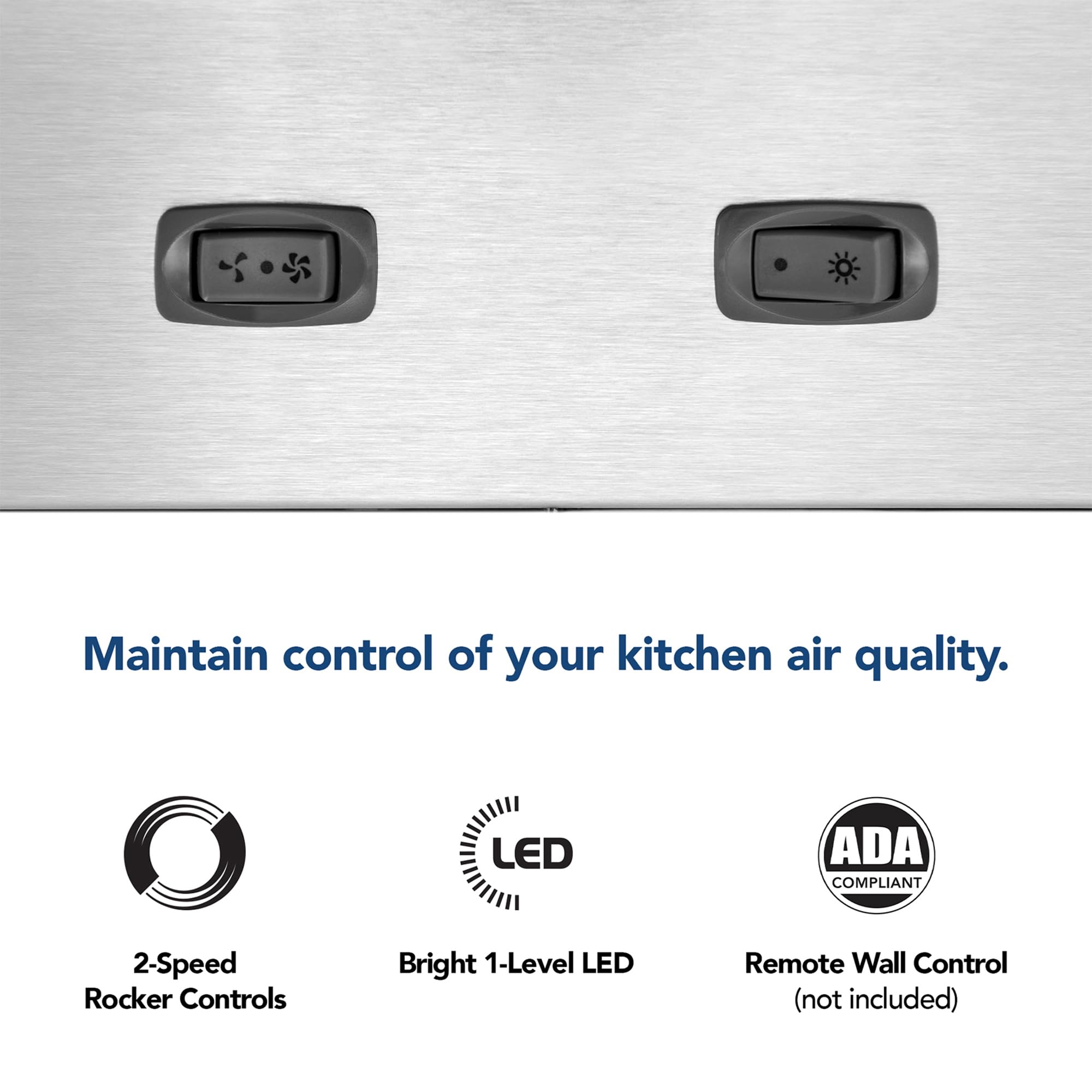 Broan Nu-Tone Broan-NuTone BBN1243SS Custom Built Insert with 2-Speed Exhaust Fan and Light, 300 Max Blower CFM, Stainless Steel, 24-Inch Range Hood Power Pack
