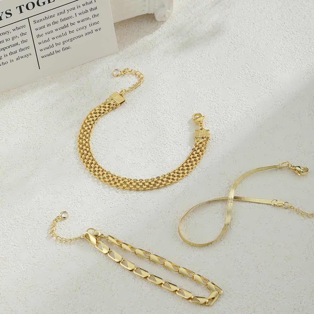 Coshilta Gold Bracelets for women 14K Gold Bangle Bracelet Stack - Adjustable Waterproof Trendy Bracelets Gold Filled Stacks Bangles Link Chain Gold Bracelet Non Tarnish for Women Jewelry Gifts