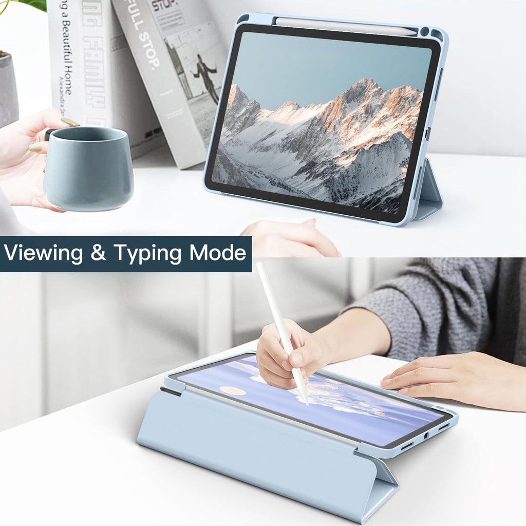 JETech Case ONLY for iPad Pro 11 Inch (2022/2021/2020/2018) with Pencil Holder, Clear Transparent Back Shell Slim Stand Shockproof Tablet Cover, Auto Wake/Sleep (Black)