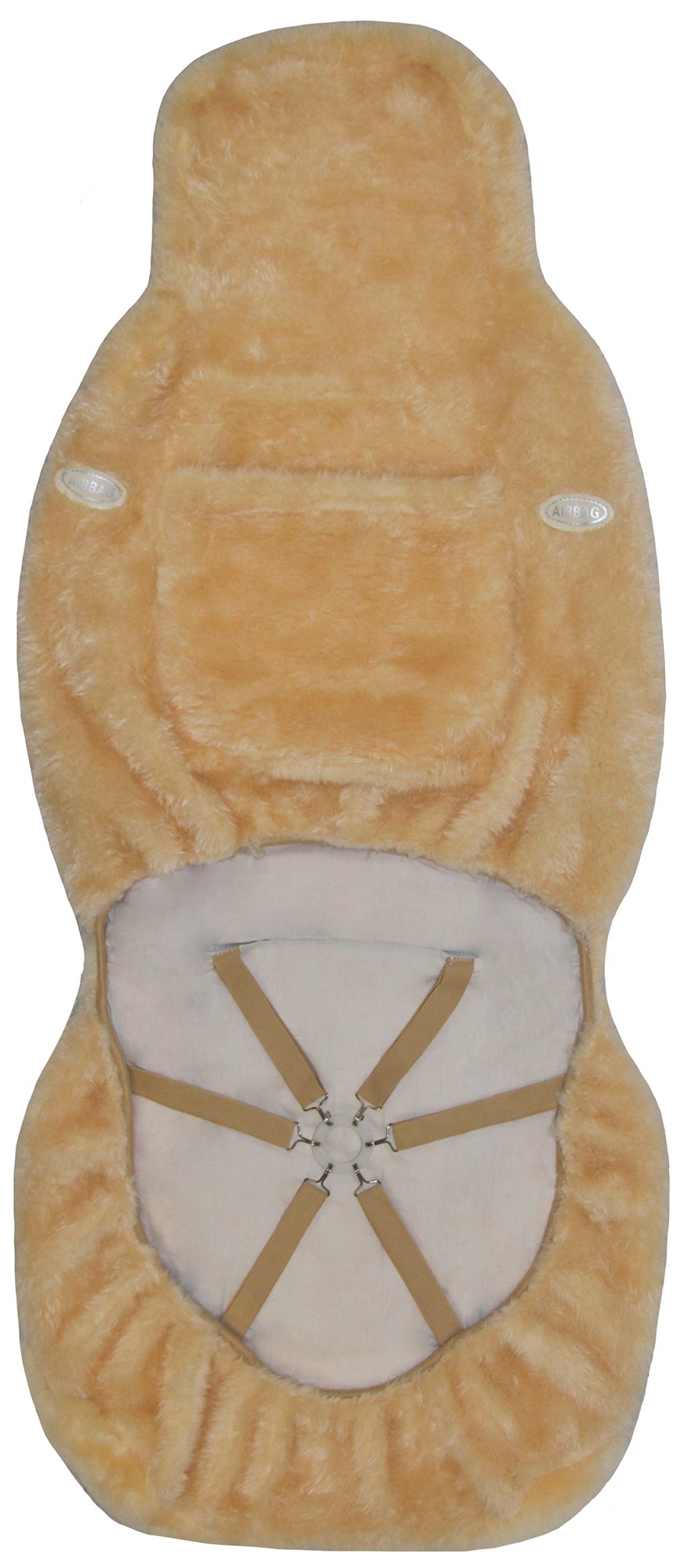 Eurow Australian Merino Sheepskin Car Seat Cover, Plush Universal Fit for Most Vehicles, Summer Cool & Winter Warm, Side Airbag Safe, Easy Installation, 56 x 23 Inches, Single Seat, Beige