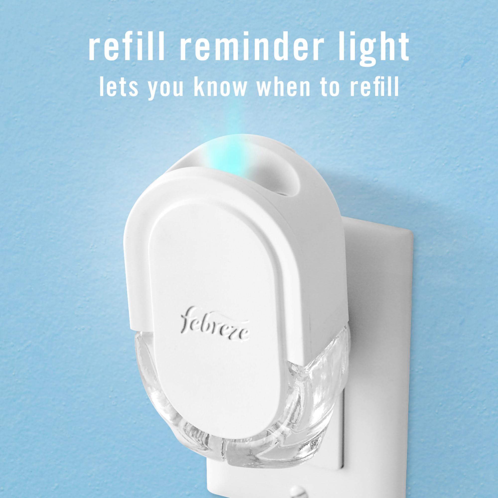 Febreze Plug in Air Freshener, Odor-Fighting Scented Oil Starter Kit, Air Fresheners for Home and Bathroom and Kitchen, Long Lasting for Strong Odors, Ocean Scent, Warmer + 2 Refill