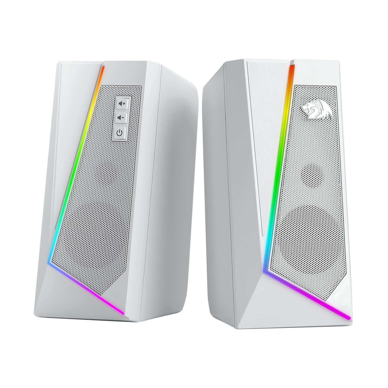 Redragon GS520 RGB Desktop Speakers, 2.0 Channel PC Computer Stereo Speaker with 6 Colorful LED Modes, Enhanced Sound and Easy-Access Volume Control, USB Powered w/ 3.5mm Cable