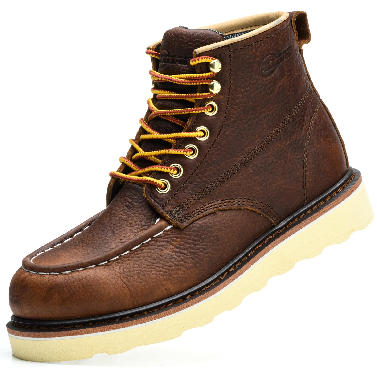 Work Boots for Men - 6 Inch Wedge Soft Toe Mens Work Boots, Waterproof Construction Work Shoes