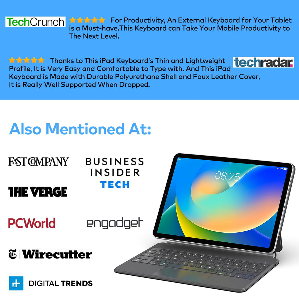 runelk Keyboard Case for iPad 10th Generation 2022 & 11th (A16, 2025) – Magic-Style Keyboard with Multi-Touch Trackpad – Floating Cantilever Stand – Magnetic Case for iPad 10.9 inch 10th / 11th Gen.