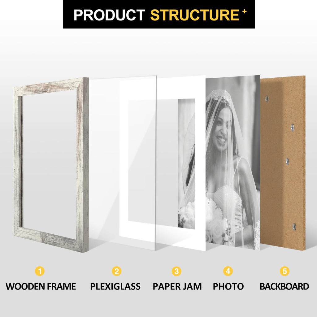 TOFOREVO Picture Frames 4x4 Set of 2 Black Wood Grain Photo Frame for Gallery Wall Mounting or Tabletop Display