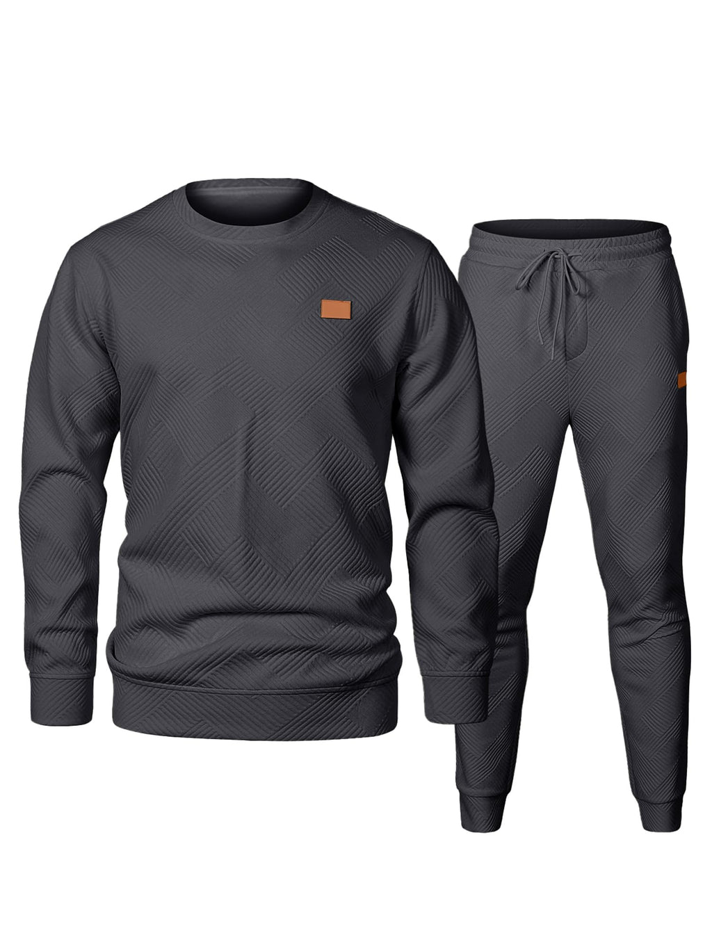 JMIERR Men's 2 Piece Outfits Knit Jacquard Pullover Sweatshirt Tracksuit & Joggers Sweatpants Sweatsuit Sets with Pockets