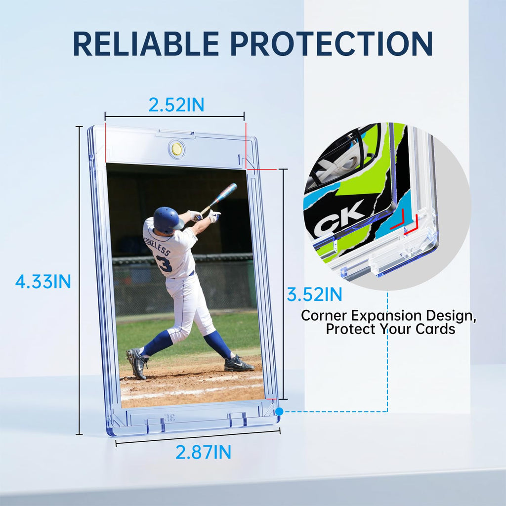 30ct Magnetic Card Holder, 35pt Slim One Touch Card Holder, Hard Plastic Protectors, UV Protection Magnetic Cards Case Fits for Baseball, Football, Game, Sports Collectible Cards, Ultra Slim