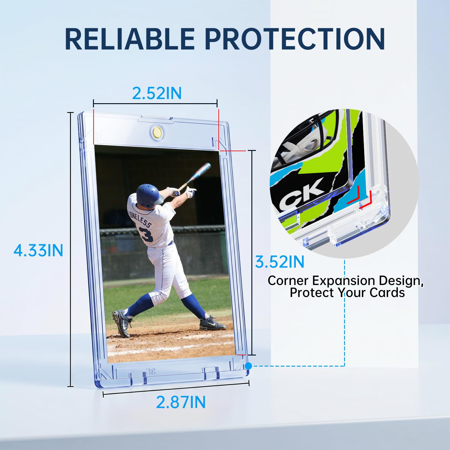 30ct Magnetic Card Holder, 35pt Slim One Touch Card Holder, Hard Plastic Protectors, UV Protection Magnetic Cards Case Fits for Baseball, Football, Game, Sports Collectible Cards, Ultra Slim
