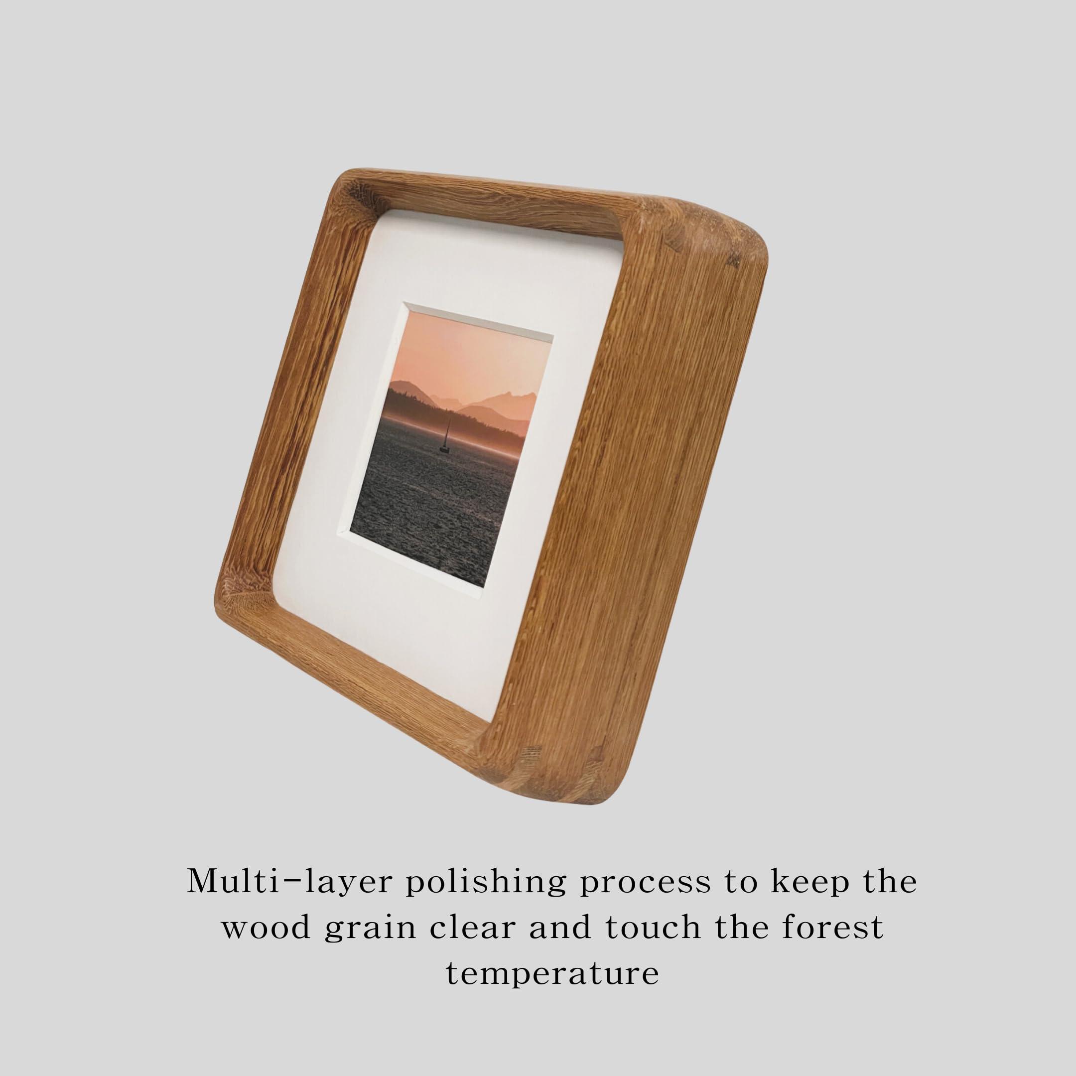 Mini Wood Picture Frame,Small Picture Frames 2x3 with Tiny Mat | Cute Polaroid Picture Frame,Teak Solid Natural Wood Tiny Photo Frame, Tabletop and Wall Mounting
