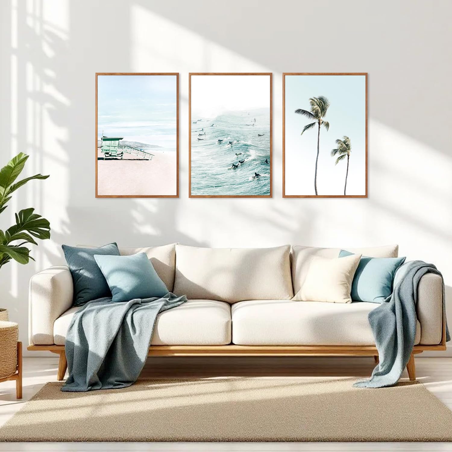 CHDITB Abstract Modern Framed Canvas Wall Art Set, Contemporary Artwork for Home Decor, Neutral Pastel Illustration Wall Painting, Nordic Minimal Zen Art Prints for Living Room Office-16 x24 x3