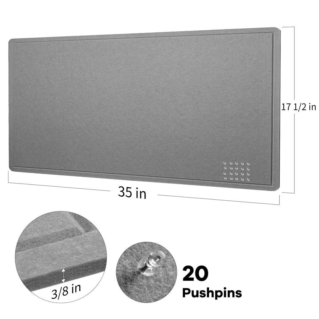 Lightomorrow Bulletin Board, 24 x 18 inches Decorative Felt Pin Board, Vision Board Cork Board Alternative for Wall, Foldable Photo Board Self-Adhesive Vision Board Mood Board with 20 Pushpins - Black