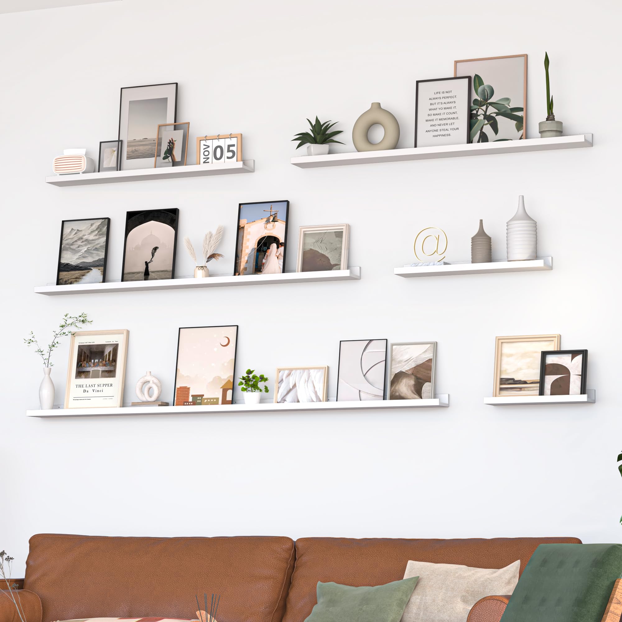 Heimlove Picture Ledge Shelf, Small Floating Shelves Set of 2, 16 Inches Picture Shelf for Wall with Ledge, Kids Bookshelf Wall Mounted for Living Room Bedroom Decor Books Photo Frames, Black