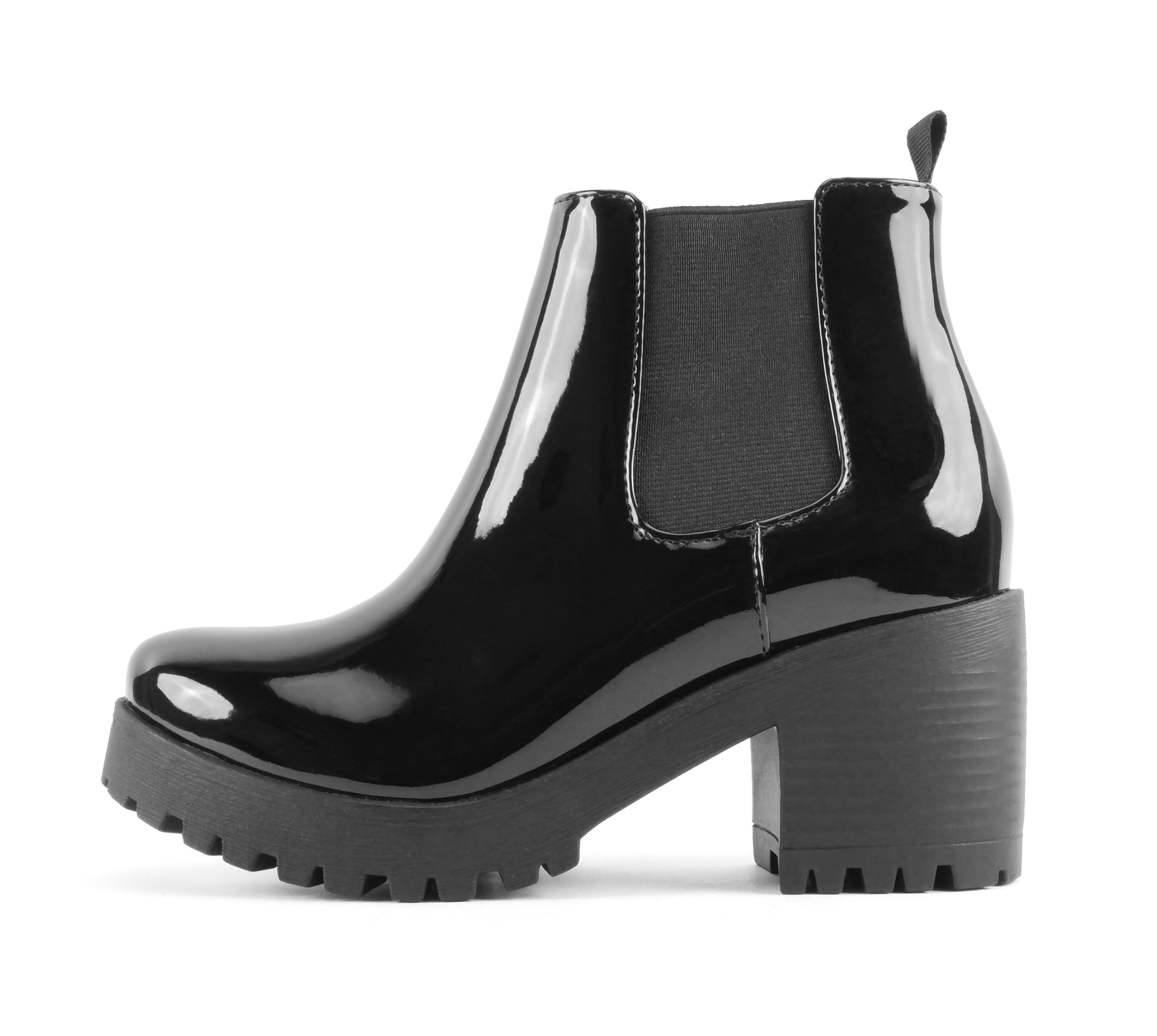 Soda Top Shoes Jaber Ankle Boot W Lug Sole Elastic Gore and Chunky Heel