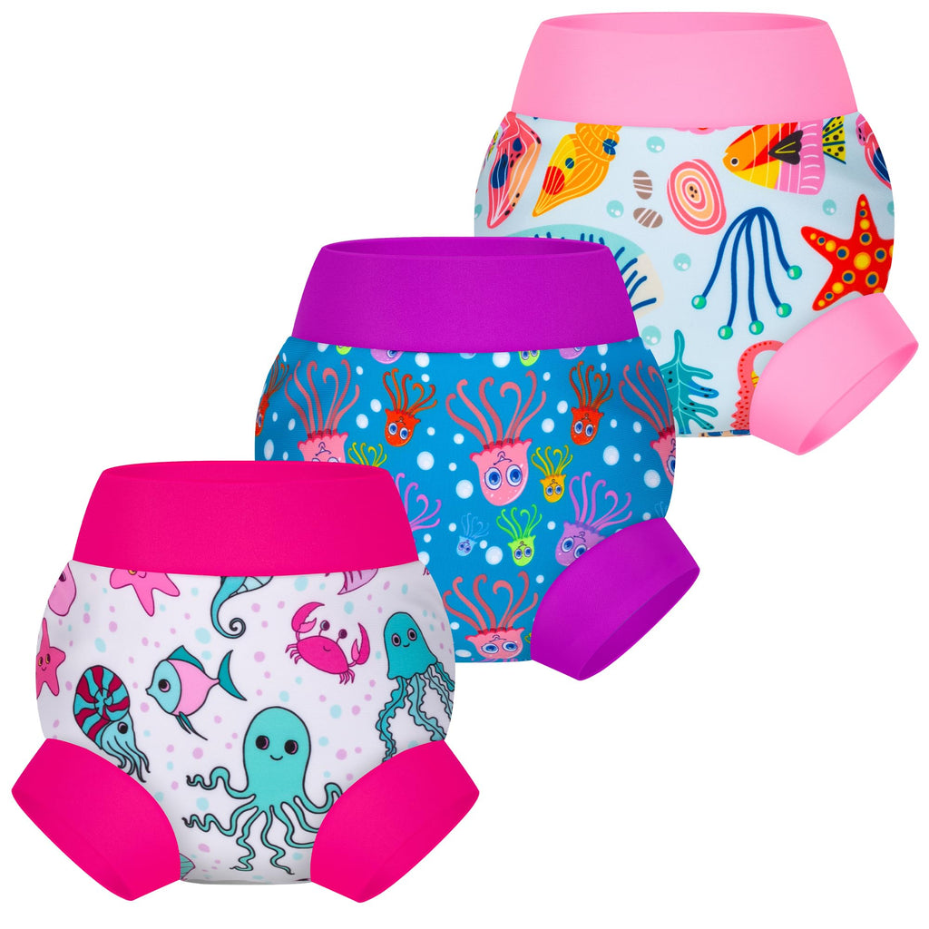 BIG ELEPHANT Baby Swim Diapers 3pcs, Reusable Adjustable Washable Waterproof Swimming Diaper for Boy's and Girl's 6Months - 5 Years