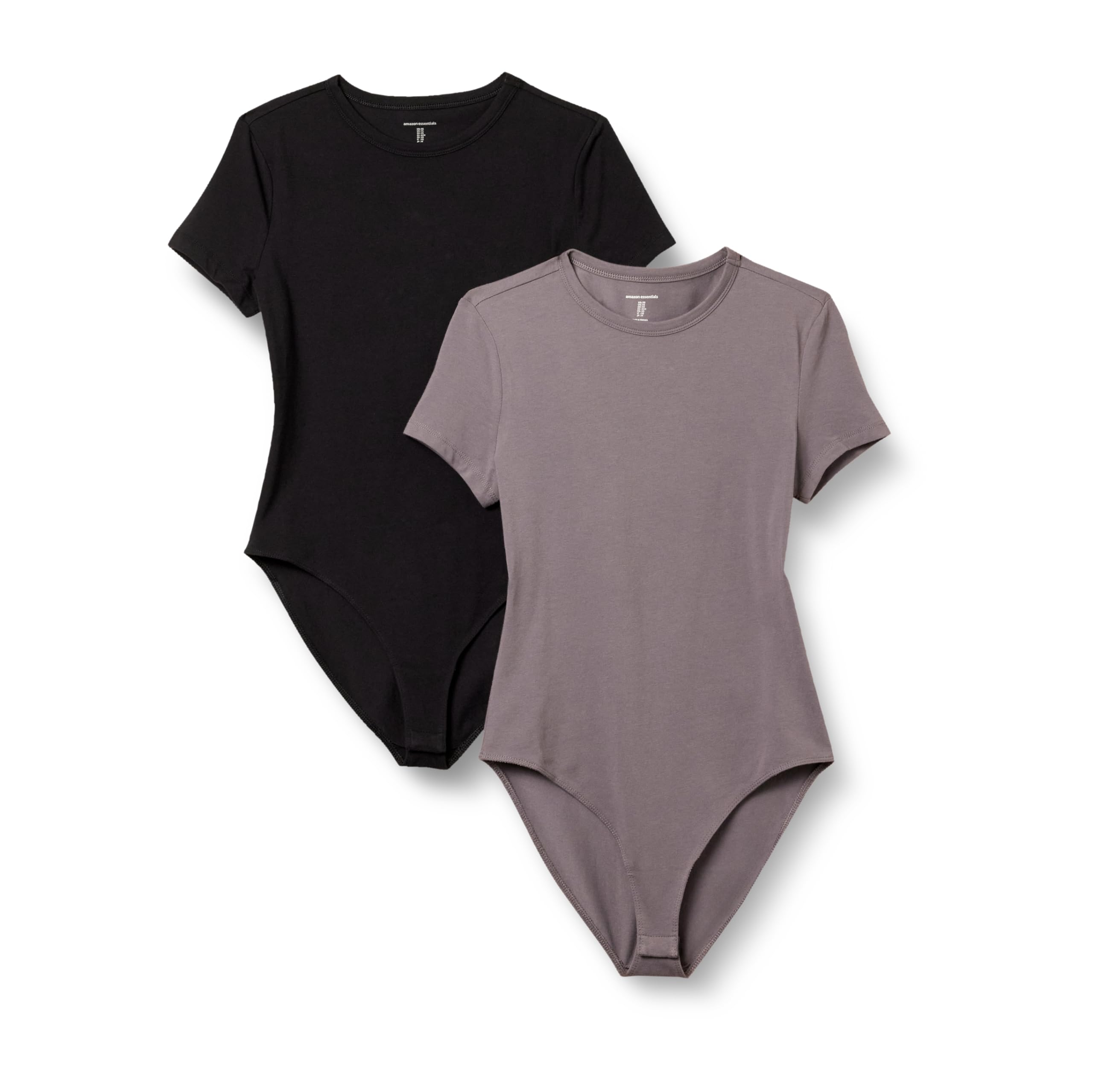Amazon Essentials Women's Short Sleeve Stretch Cotton Jersey Slim-Fit T-Shirt Bodysuit, Pack of 2
