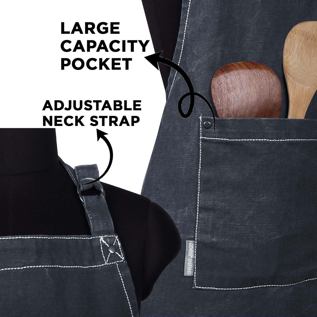 AMOUR INFINI Cotton Aprons for Women with Pocket, Adjustable Strap & Waist Ties - Washable Aprons for Baking, Cooking, Gardening (27.5 x 33 Inches - Blooming Floral)