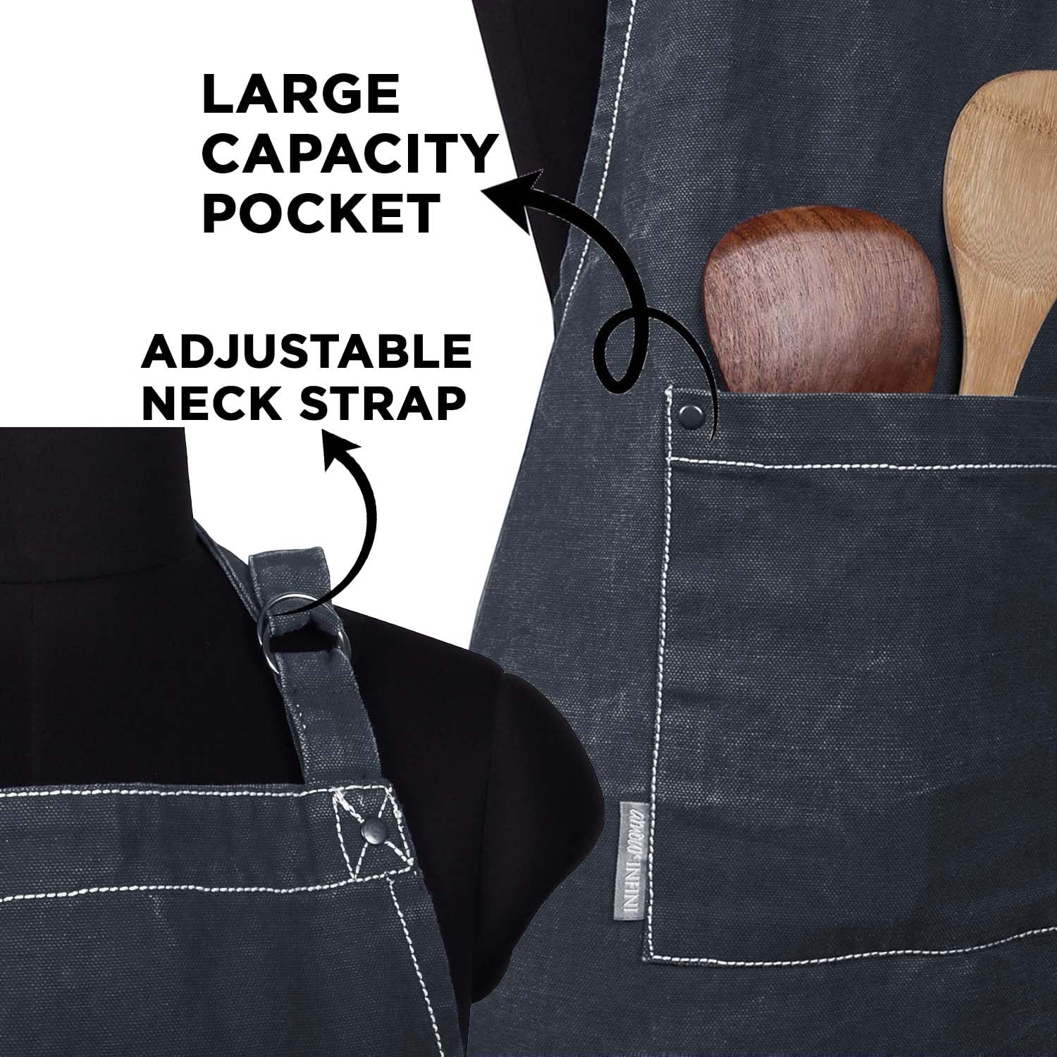 AMOUR INFINI Cotton Aprons for Women with Pocket, Adjustable Strap & Waist Ties - Washable Aprons for Baking, Cooking, Gardening (27.5 x 33 Inches - Blooming Floral)