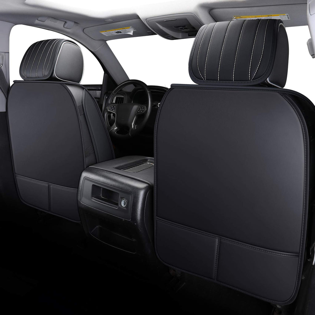 Aierxuan 2Pcs Front Chevy Silverado GMC Sierra Car Seat Covers, Custom Fit 2007-2026 1500 2500 HD 3500 HD Crew, Double, Extended Cab or Pickup Truck, with Waterproof Faux Leather (Black)