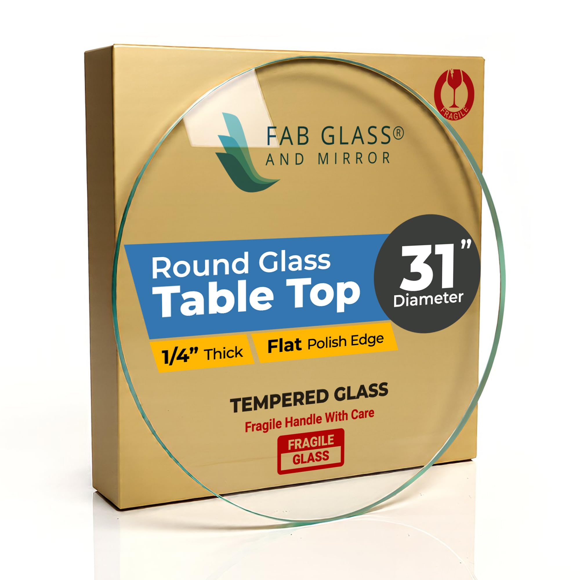 12" Inch Round Glass Table Top 1/2" Thick Tempered Beveled Edge by Fab Glass and Mirror
