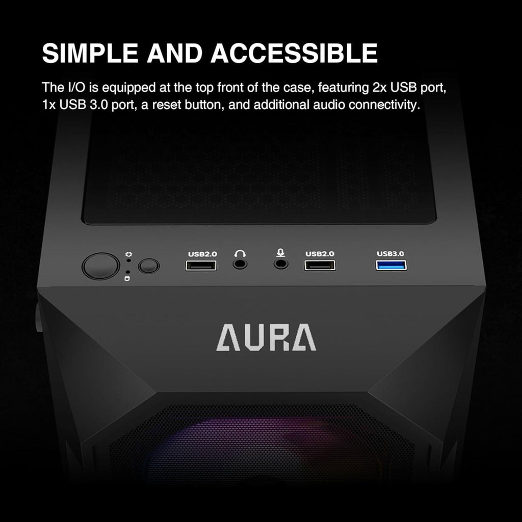 GAMDIAS ATX Mid Tower Gaming Computer PC Case Tempered Glass, Built-in 4X 120mm ARGB Case Fans, Front Airflow Mesh, Up to 6x120mm Fans, 340mm GPU/VGA, 360mm AIO/Radiator, 160mm CPU Cooler