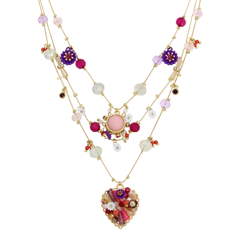 Betsey Johnson Womens Butterfly Charms Layered Necklace