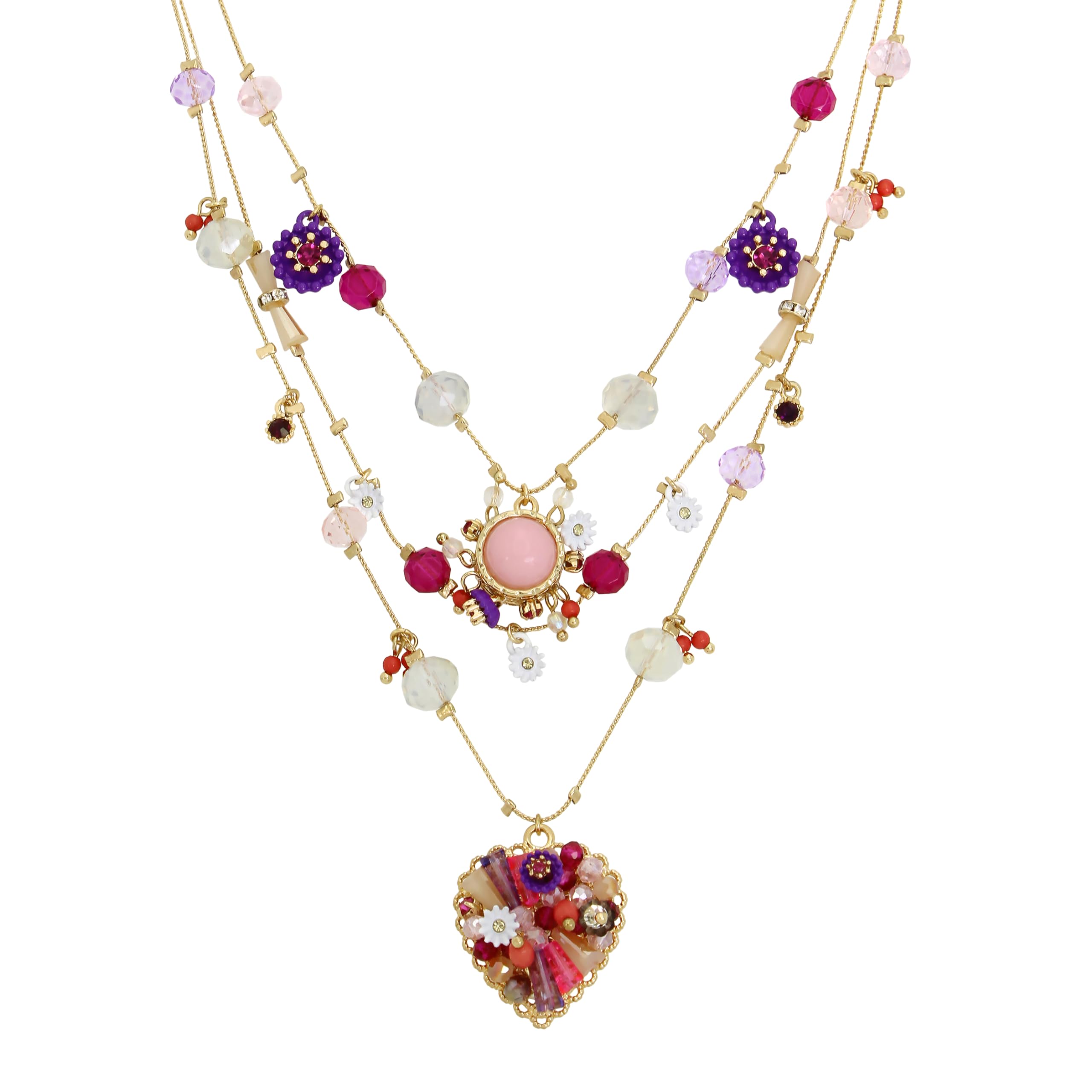 Betsey Johnson Womens Butterfly Charms Layered Necklace