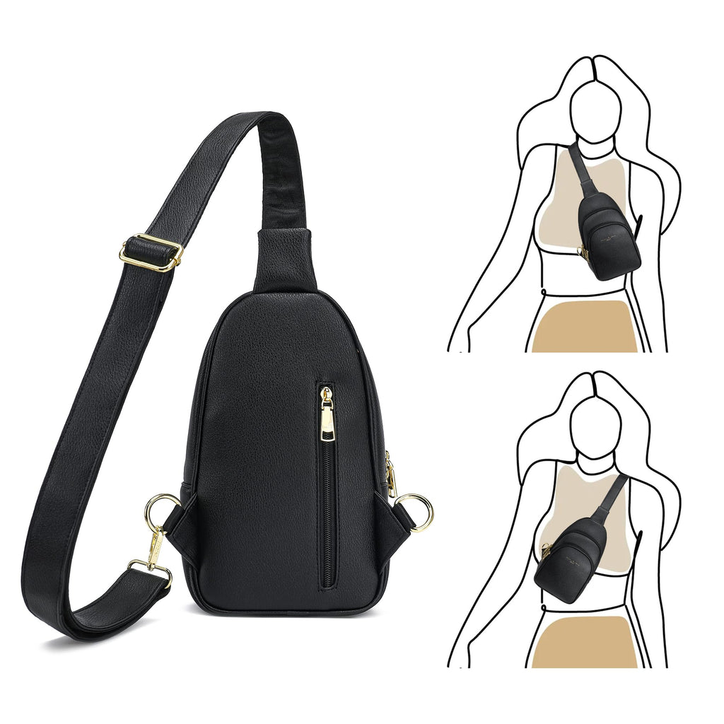 INICAT Small Crossbody Sling Bags Faux Leather Fanny Packs Purses for Women Everyday & Travel