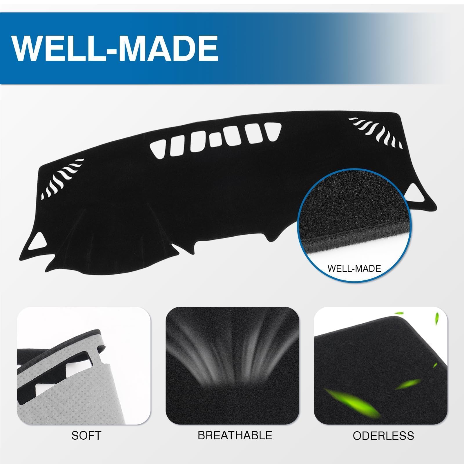 KUST Black Dash Cover for Ford Ranger 1995-2011/Ford Explorer 1995-2001/Mazda B2300 B2500 B3000 B4000 1995-2008/Mercury Mountaineer 1997-2001 Polyester Dashboard Cover Accessories for Ranger