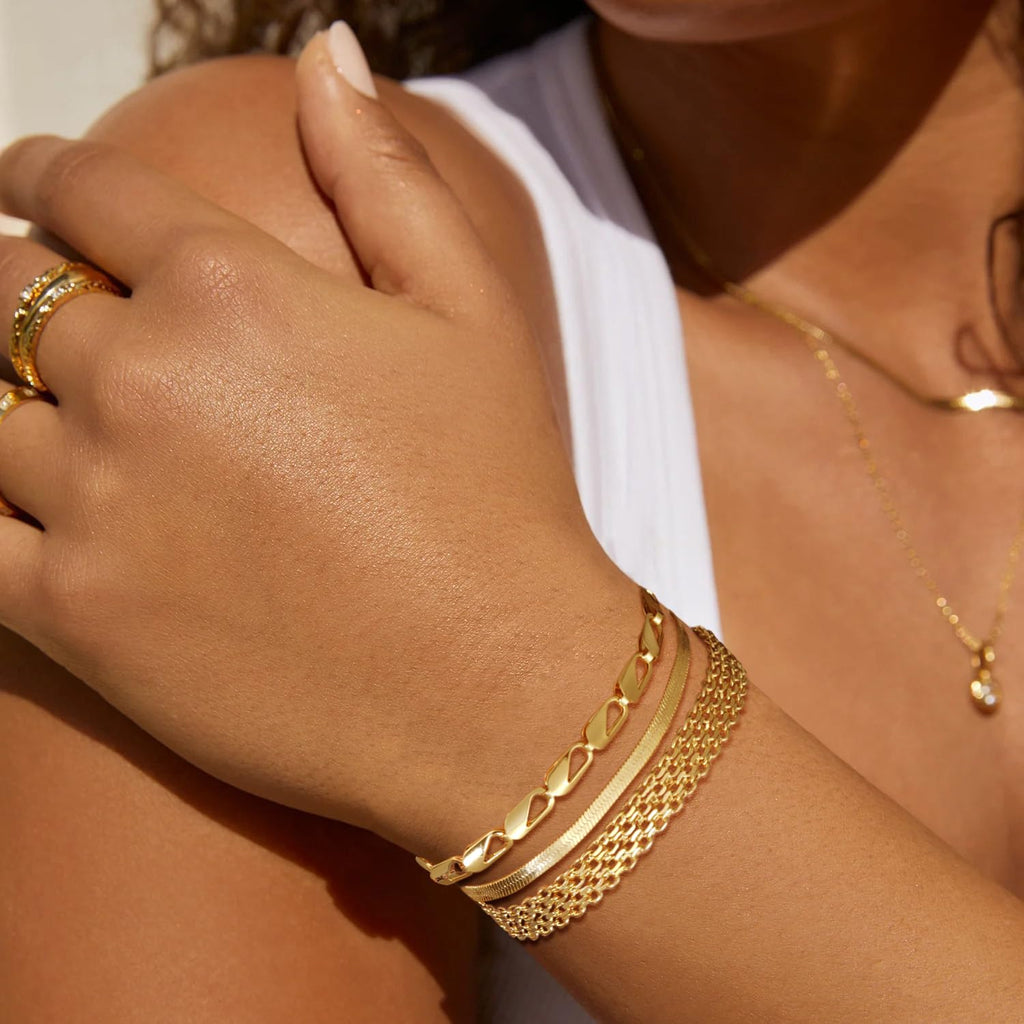 Coshilta Gold Bracelets for women 14K Gold Bangle Bracelet Stack - Adjustable Waterproof Trendy Bracelets Gold Filled Stacks Bangles Link Chain Gold Bracelet Non Tarnish for Women Jewelry Gifts