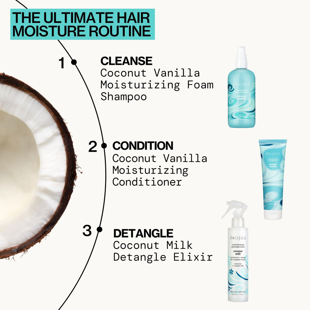 Pacifica Coconut Milk Hair Detangler Spray – Leave-In Conditioning Elixir for Tangle-Free Hair – Instantly Detangles Knots, Adds Shine & Moisture, Prevents Breakage & Frizz – Vegan & Cruelty-Free | Vegan