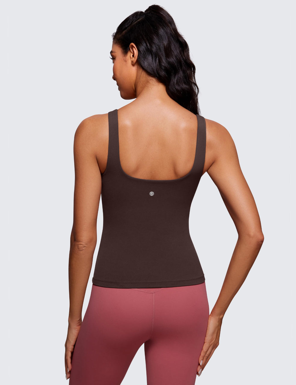 CRZ YOGA Butterluxe U Neck Tank Tops for Women - Padded Athletic Workout Camisole Crop Tops with Built in Bra