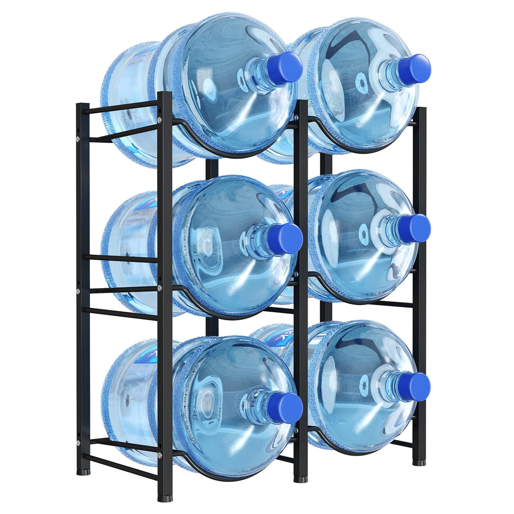 Lifewit 5 Gallon Water Jug Holder, 3 Tier Water Bottle Stand, 3 Slots Heavy Duty Water Dispenser Rack for Gallon Jugs, 126 lb/57 kg Capacity Detachable Water Jug Shelf Organizer for Home/Office Black