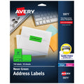 Avery Printable Address Labels with Sure Feed, 1" x 2-5/8", Neon Green, Laser & Inkjet Compatible, 750 Blank Labels per Pack, Great for Branding, Mailing, Organizing, and More (5-Pack of 5971)