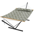SUPERJARE Hammock with Stand, 2 Person Quilted Outdoor Hammock, Detachable Pillow & Bamboo Spreaders, Portable Hammock with Carrying Bag, Heavy Duty Stand, Perfect for Outside, Patio, Aqua Blue