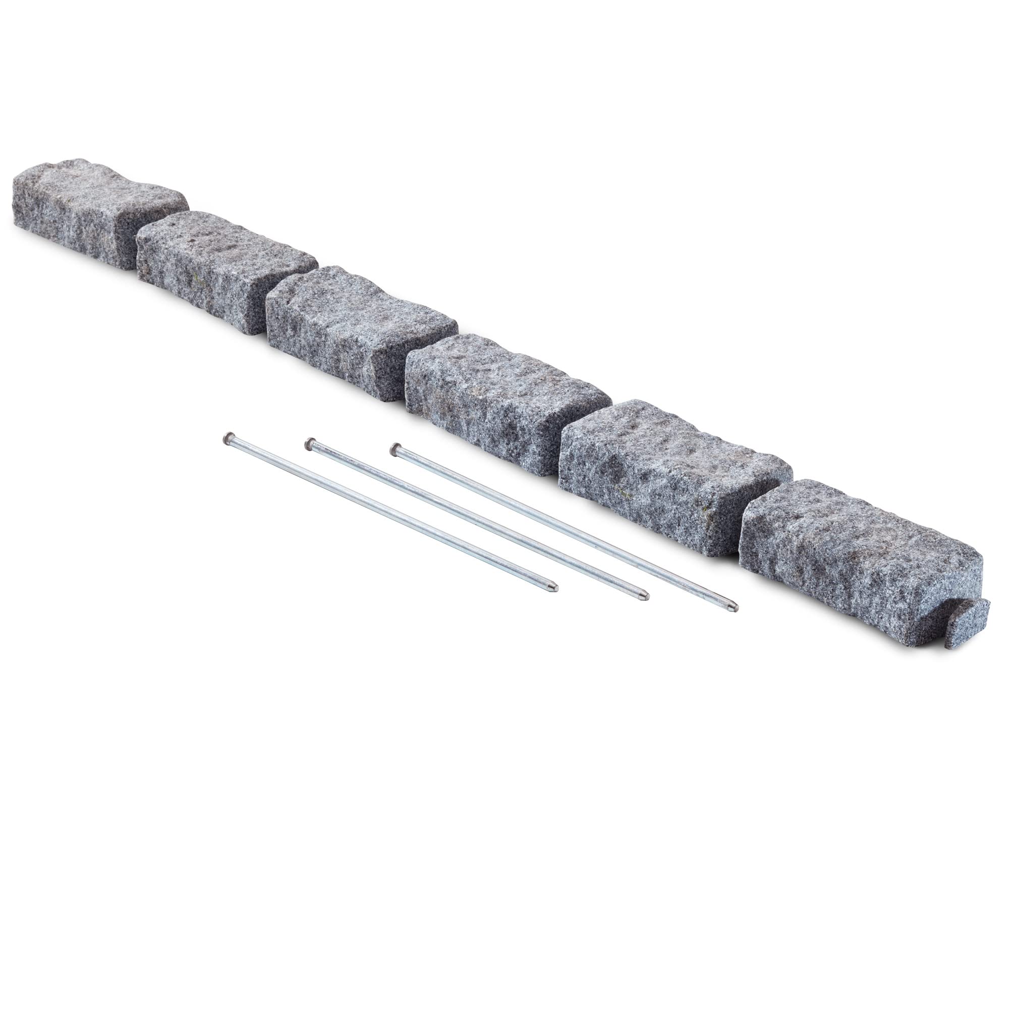 Beuta Landscape Edging | Garden Edging Border | Faux Stone Bricks for Lawn edging, Flower beds, Pathways & Yard Edging– 1 Pack | Each Section Has 6 Bricks 48"L x 4"W x 2.25"H | 3 Spikes |Cobblestone
