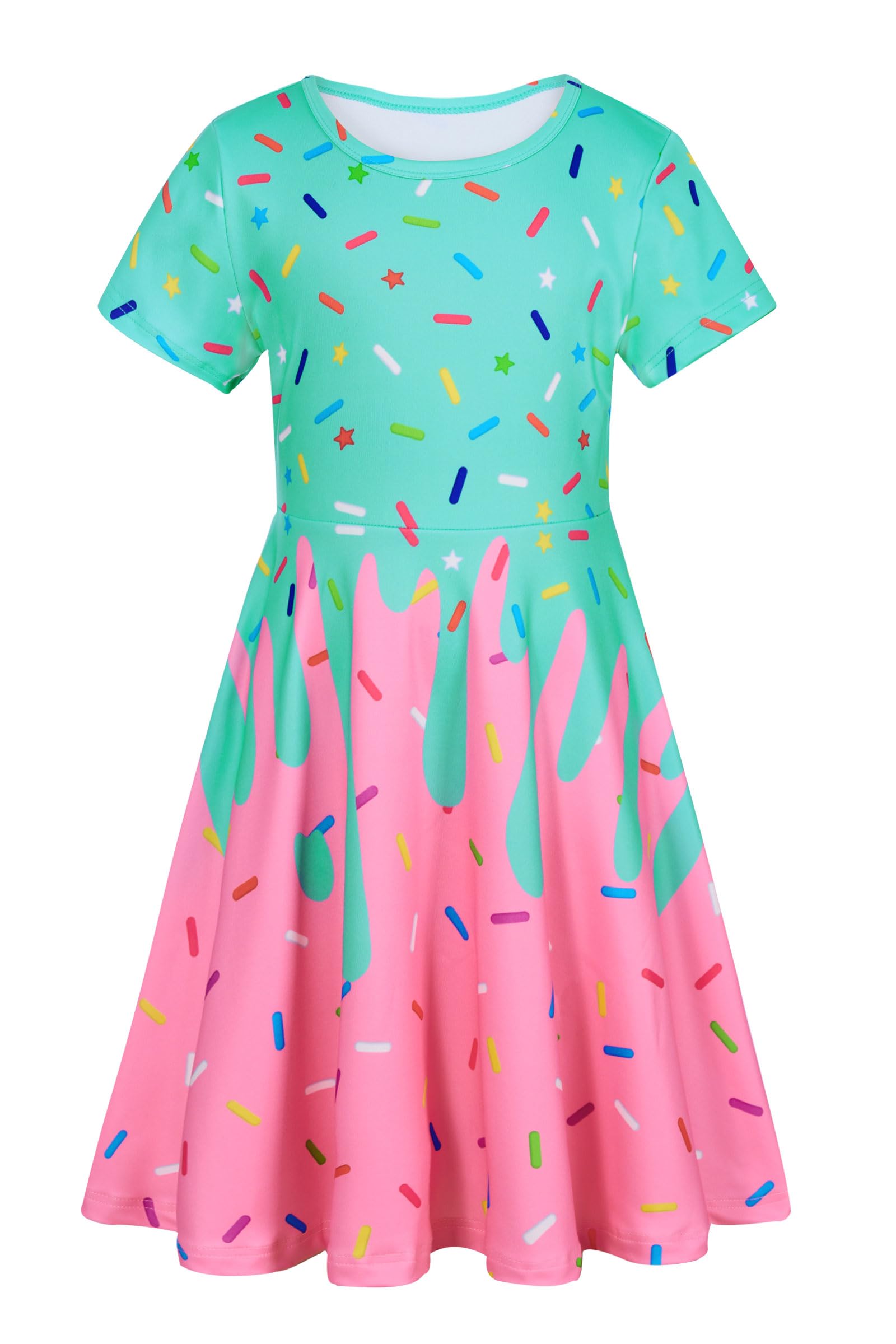ALISISTER Little Girls Dress Short Sleeve Toddler Summer Sundress 2-9T