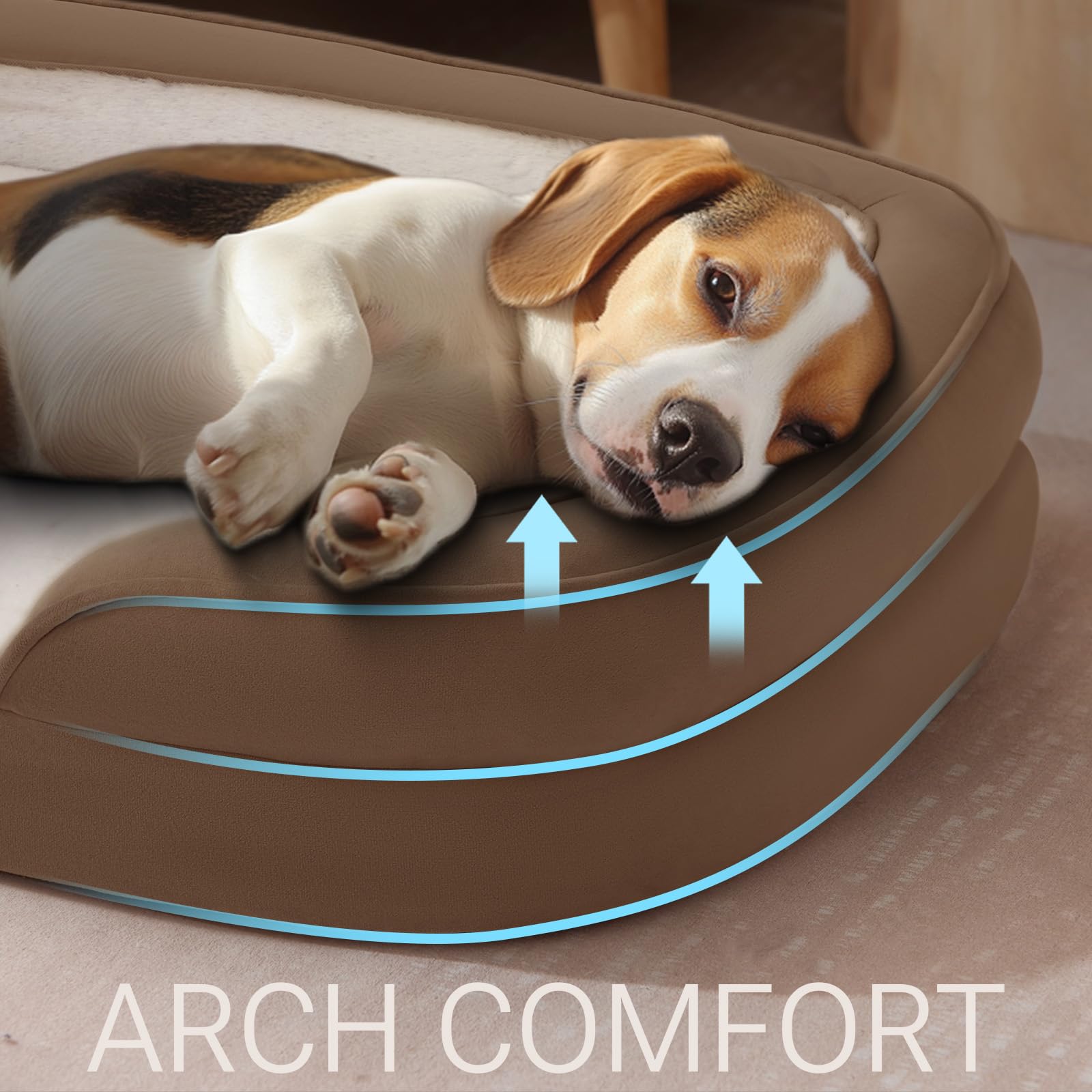Soft Touch Orthopedic Dog Bed for Large Dogs with Faux Fur Top, Waterproof Pet Couch Bed with Removable Washable Cover and Supportive Foam Filling (Grey, Large)