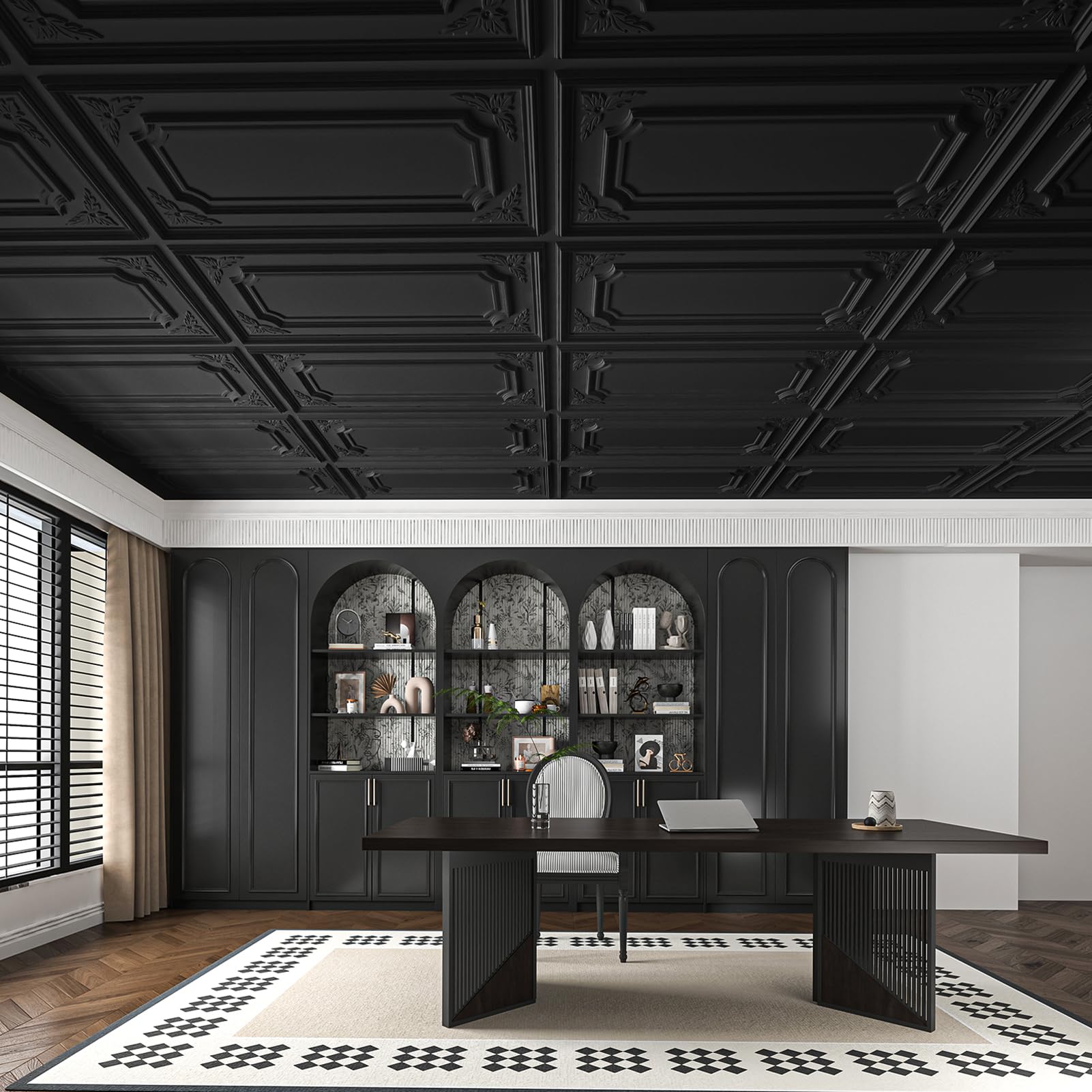 Art3dwallpanels 12 Pack Drop Ceiling Tiles, 2x4 Ft PVC Decorative 3D Wall Panel, Glue Up Ceiling Covering Panels for Basement Kitchen Bathroom, 24x48 Inch, Cover 96 Sq. Ft, White