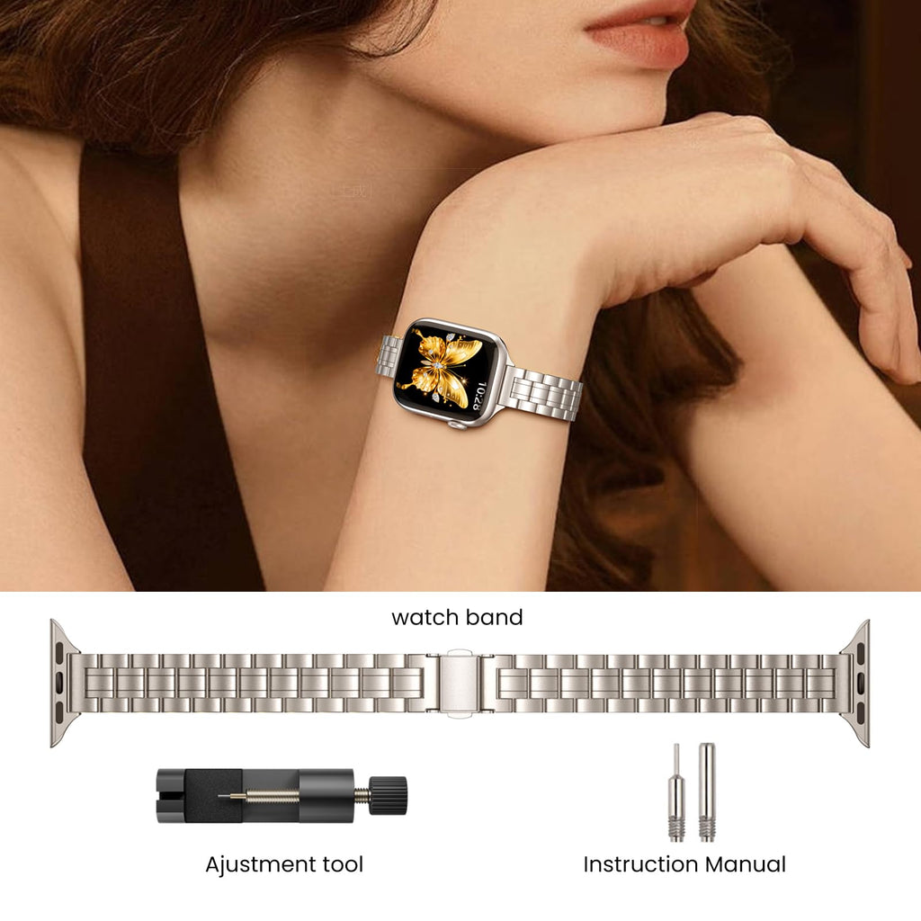 STIROLL Thin Replacement Band Compatible for Apple Watch 38mm 40mm 41mm 42mm(Series 11 10), Stainless Steel Metal Wristband Women Men for iWatch Ultra SE Series 9 8 7 6 5 4 3 2 1, Black