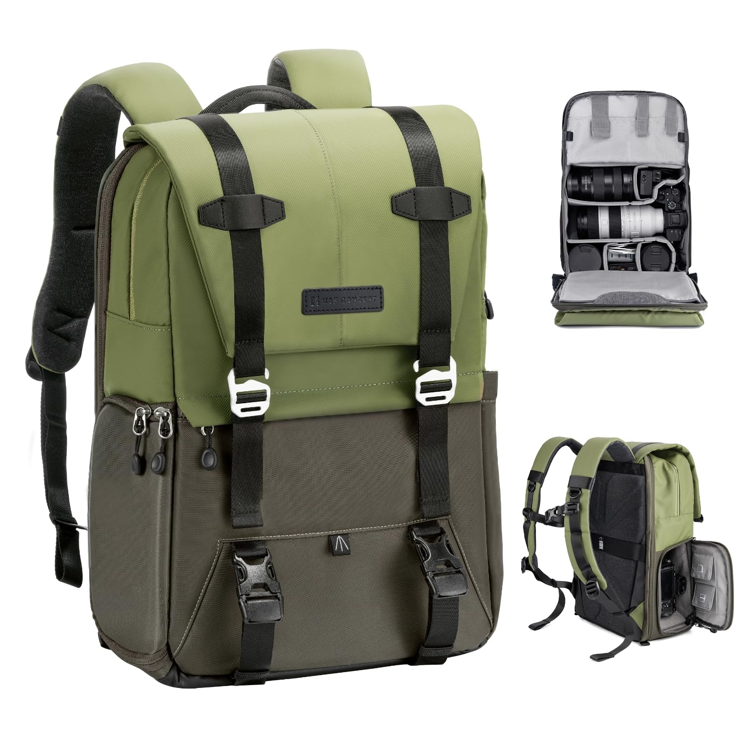 K&F CONCEPT Camera Backpack, Camera Bags for Photographers Dslr Cameras Compatible for Canon Nikon Sony DJI Mavic Drone, 20L Large Capacity Bag Cover 15.6 Inch Laptop Camera Cases with Raincover