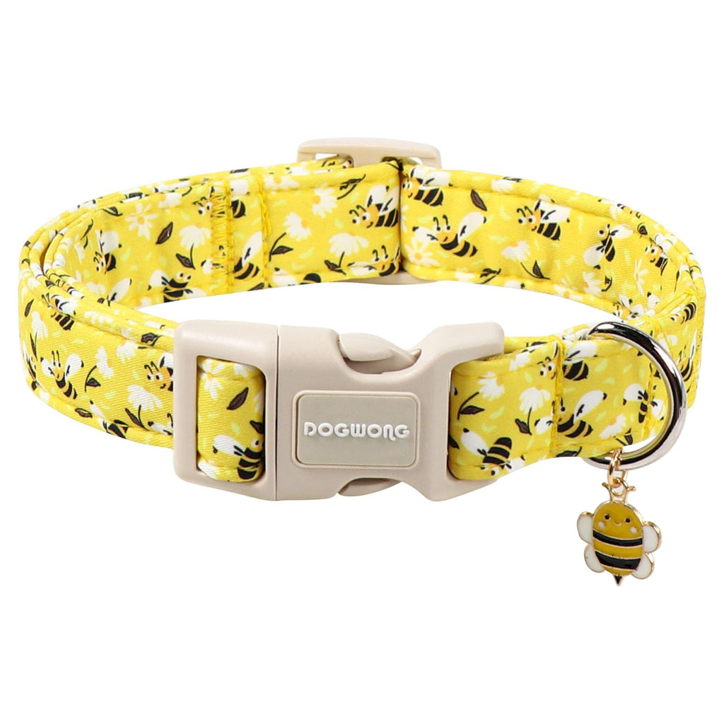 DOGWONG Cotton Dog Collar, Blue Plaid Heavy-Duty Dog Collar Durable Soft Boy Dog Collar Cute Wedding Puppy Necklace for Small Medium Large Dog
