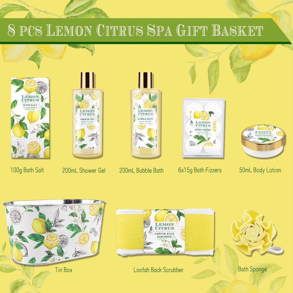 Spa Gift Baskets - Coconut Vanilla Bath Gift Set for Women, Relaxing Spa Kit with Bath Bombs, Body Lotion and Body Scrub, Birthday Gifts for Women, Christmas Spa Gifts for Mom